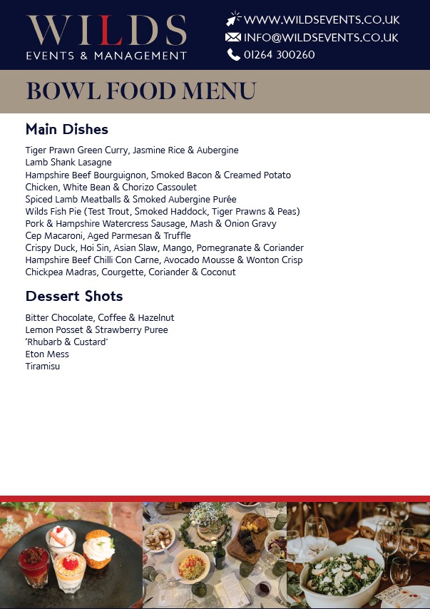 Bowl Food Menu Bowl Food Menu